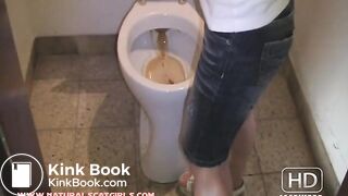 Huge poop in nasty public toilet