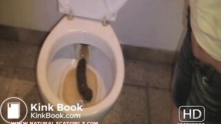Huge poop in nasty public toilet