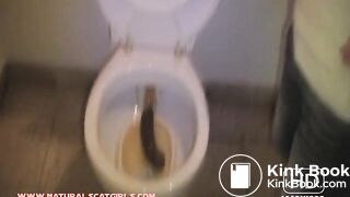 Huge poop in nasty public toilet