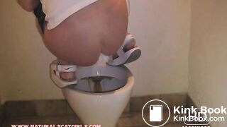 Huge poop in nasty public toilet