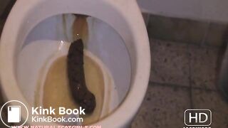 Huge poop in nasty public toilet