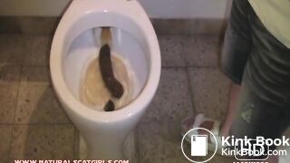 Huge poop in nasty public toilet