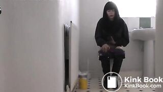 Sharada pooping on the toilet