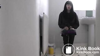 Sharada pooping on the toilet