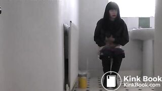 Sharada pooping on the toilet