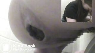 pushing a pile of shit out and moans