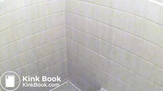 pushing a pile of shit out and moans