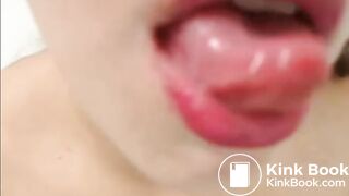 Cute girl eating her own shit