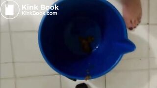 Cute girl eating her own shit