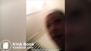 Lightskin girl pooping on the toilet