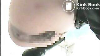 japanese women takes a big  poop with prepoop fart