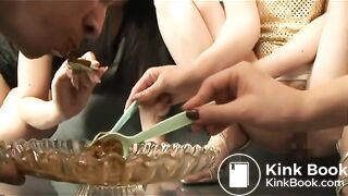 Asian Shit trio with a lucky man