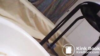 Long shit into his opened mouth