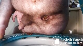 Shitting on the toilet