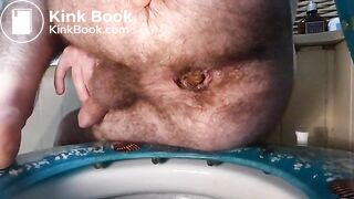 Shitting on the toilet