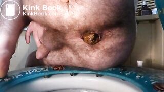 Shitting on the toilet