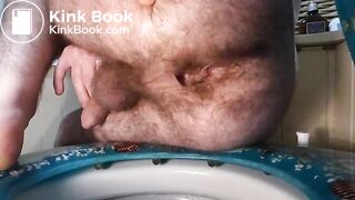 Shitting on the toilet