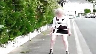 Blonde mature shitting in public