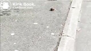 Blonde mature shitting in public