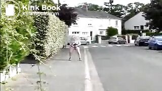 Blonde mature shitting in public