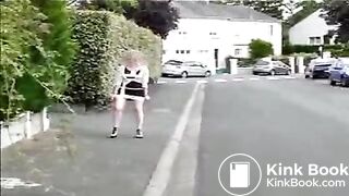 Blonde mature shitting in public