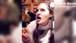 Lunatic chick eats a scatcicle