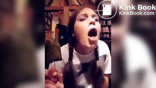 Lunatic chick eats a scatcicle
