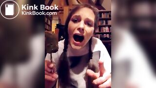 Lunatic chick eats a scatcicle