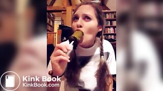 Lunatic chick eats a scatcicle