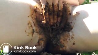 Hairy Russian Slut hammer in shit into pussy after piss and poop