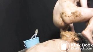 Mistress shits and pisses on a slave guy - part 2