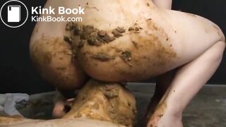 Mistress shits and pisses on a slave guy - part 2