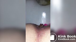 Cleaning her hole after she takes a shit!