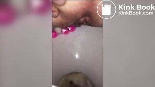 Cleaning her hole after she takes a shit!
