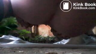 Many Farts and Poop Outdoor - Close Up Shot