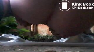 Many Farts and Poop Outdoor - Close Up Shot