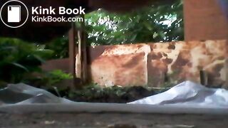 Many Farts and Poop Outdoor - Close Up Shot