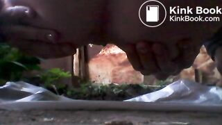 Many Farts and Poop Outdoor - Close Up Shot