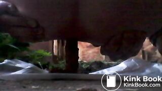 Many Farts and Poop Outdoor - Close Up Shot