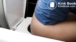 Girl pooping on toilet