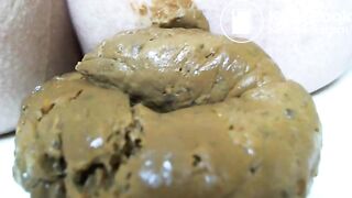 Pretty buxom blonde farts and shits