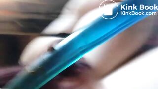 licking her dildo clean