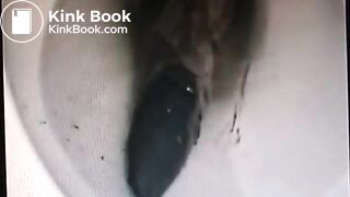 Vintage video of a brunette milf shitting a big one