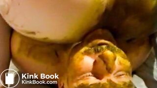 Woman Shit in tan pantyhose over man