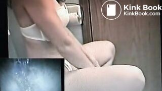 Hot babe shitting on toilet