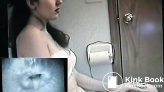 Hot babe shitting on toilet