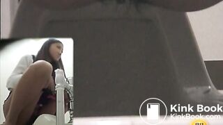 nice girl pushes a long piece of shit out of her ass