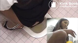 nice girl pushes a long piece of shit out of her ass