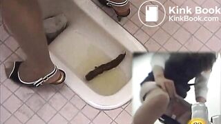 nice girl pushes a long piece of shit out of her ass