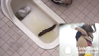 nice girl pushes a long piece of shit out of her ass